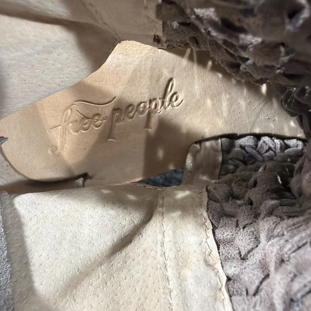 Free People Island Cruiser Woven Suede Sandals Boho Bootie Taupe EU 40 US 10